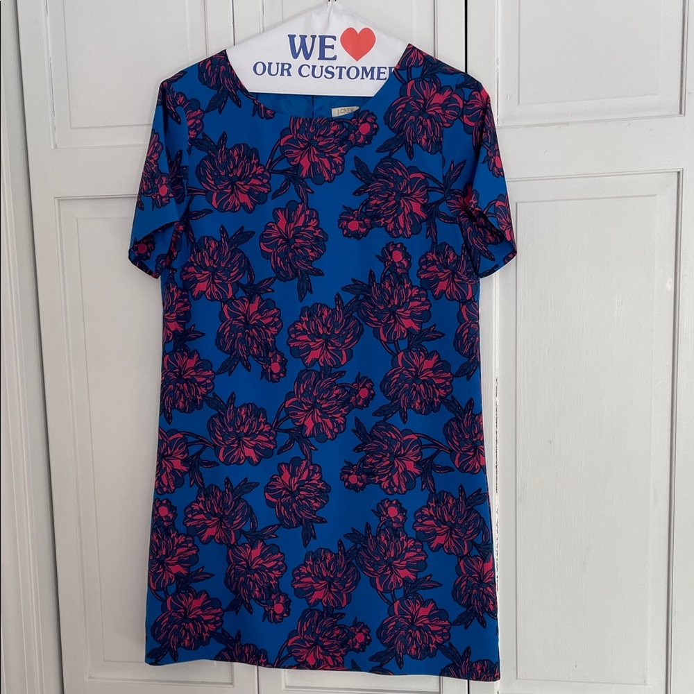 J. Crew Blue and Pink Floral Dress